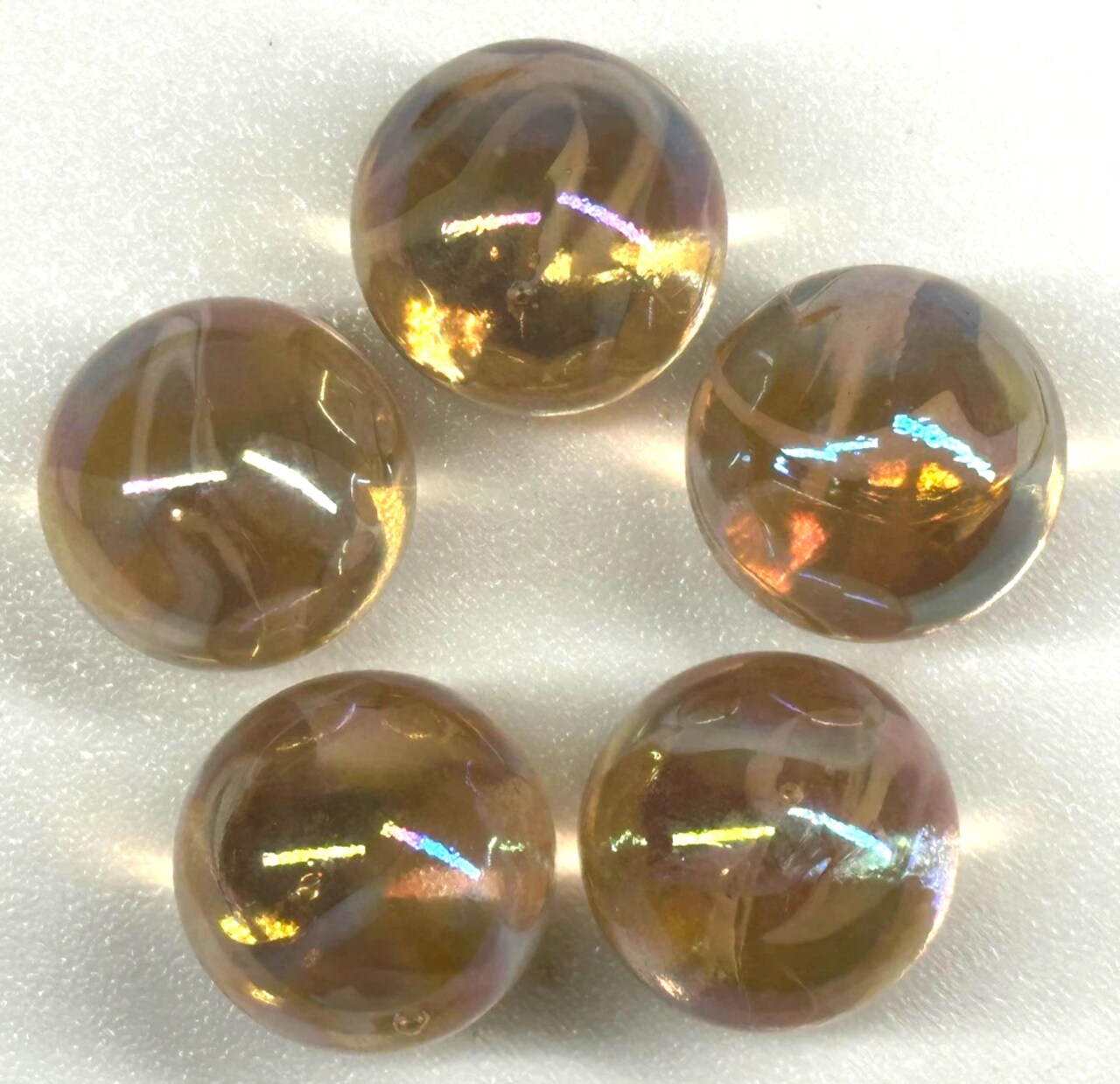 JELLYFISH Pink/Peach Fairy Glass Marbles 25mm (1 inch) SHOOTER Taw Lot